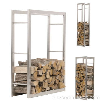 Support de stockage de bois de chauffage en métal extérieur amovible